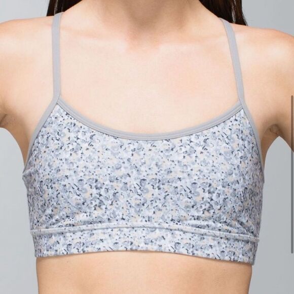 Lululemon Flow Y Sports Bra Gray Floral - Picture 1 of 6
